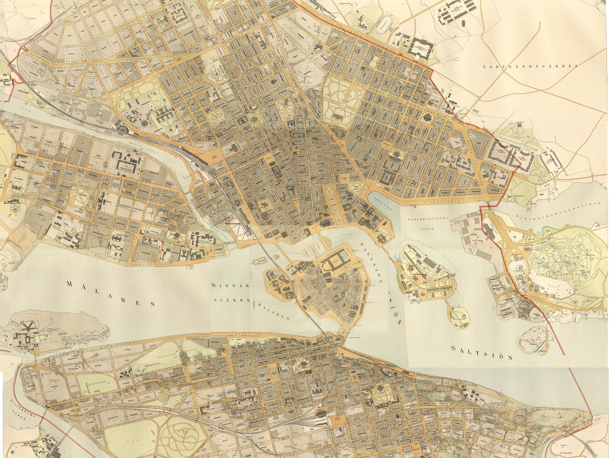 Vintage Map of Stockholm Sweden (1899) by Adam Shaw on GIANT ART - white photo illustration