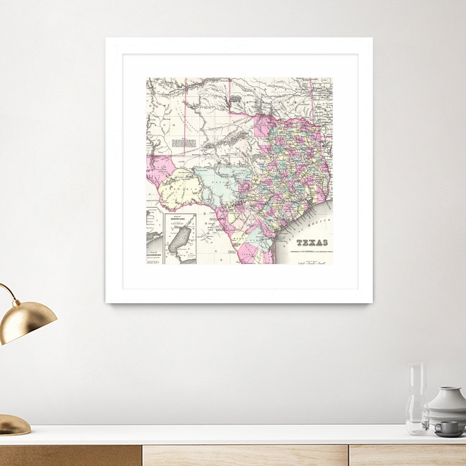 Vintage Map of Texas (1855) by Adam Shaw on GIANT ART - white photo illustration