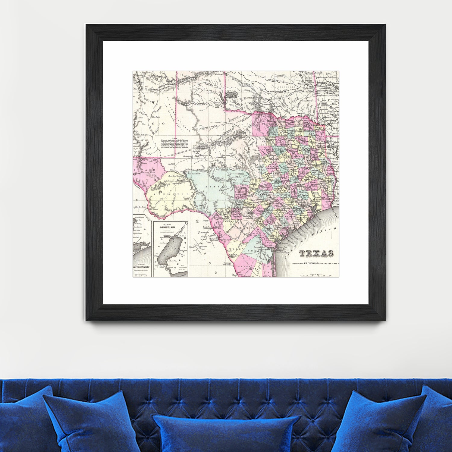 Vintage Map of Texas (1855) by Adam Shaw on GIANT ART - white photo illustration