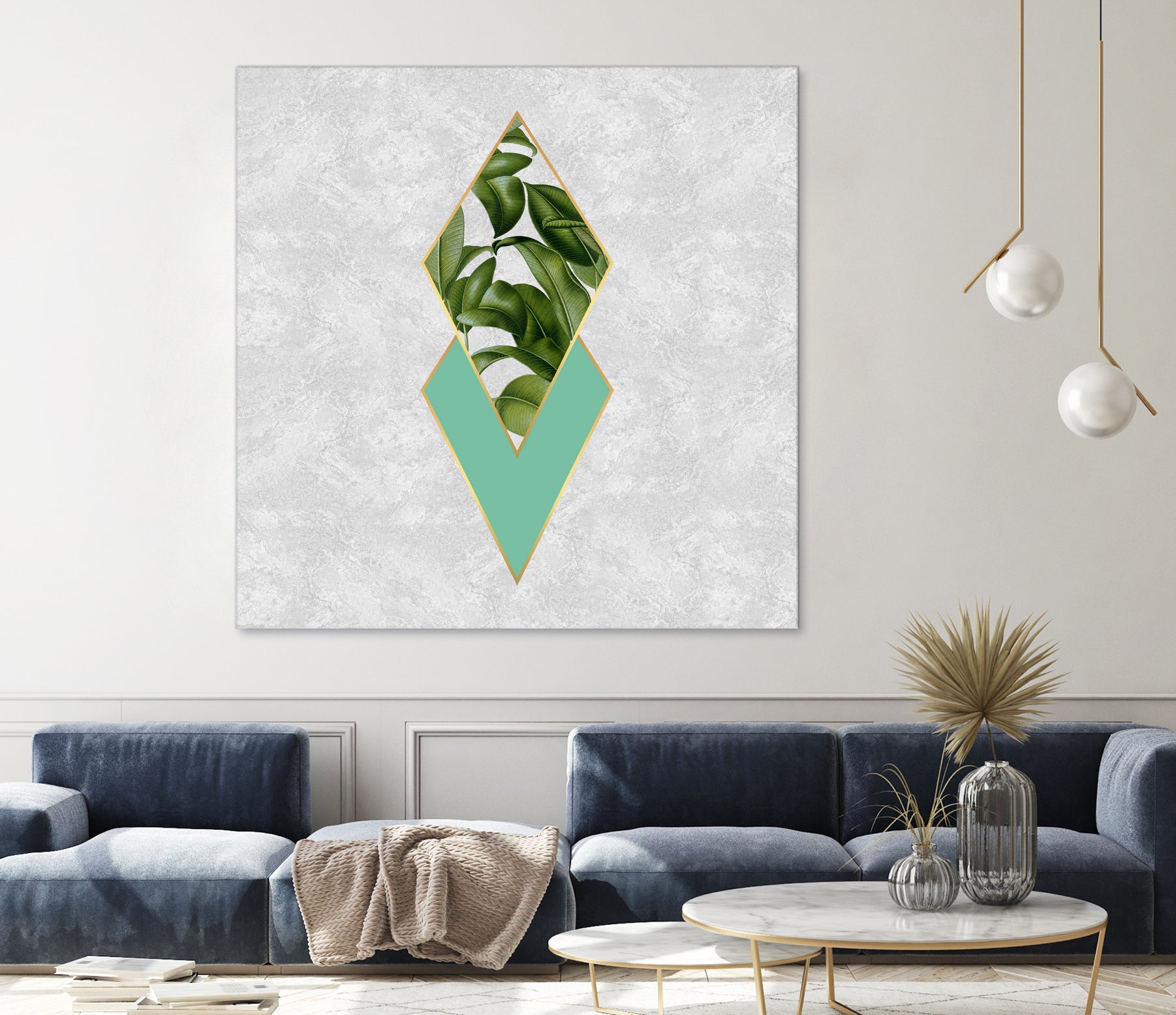 Leaves on marble by M.TERESA HERNANDEZ on GIANT ART - green digital painting