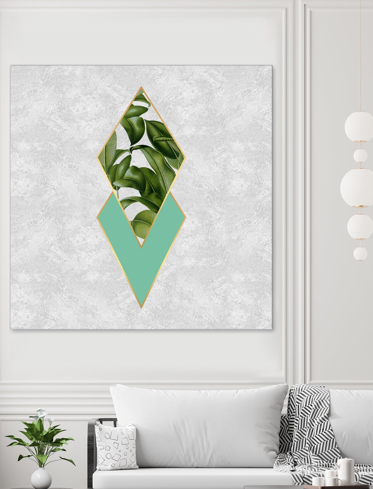 Leaves on marble by M.TERESA HERNANDEZ on GIANT ART - green digital painting