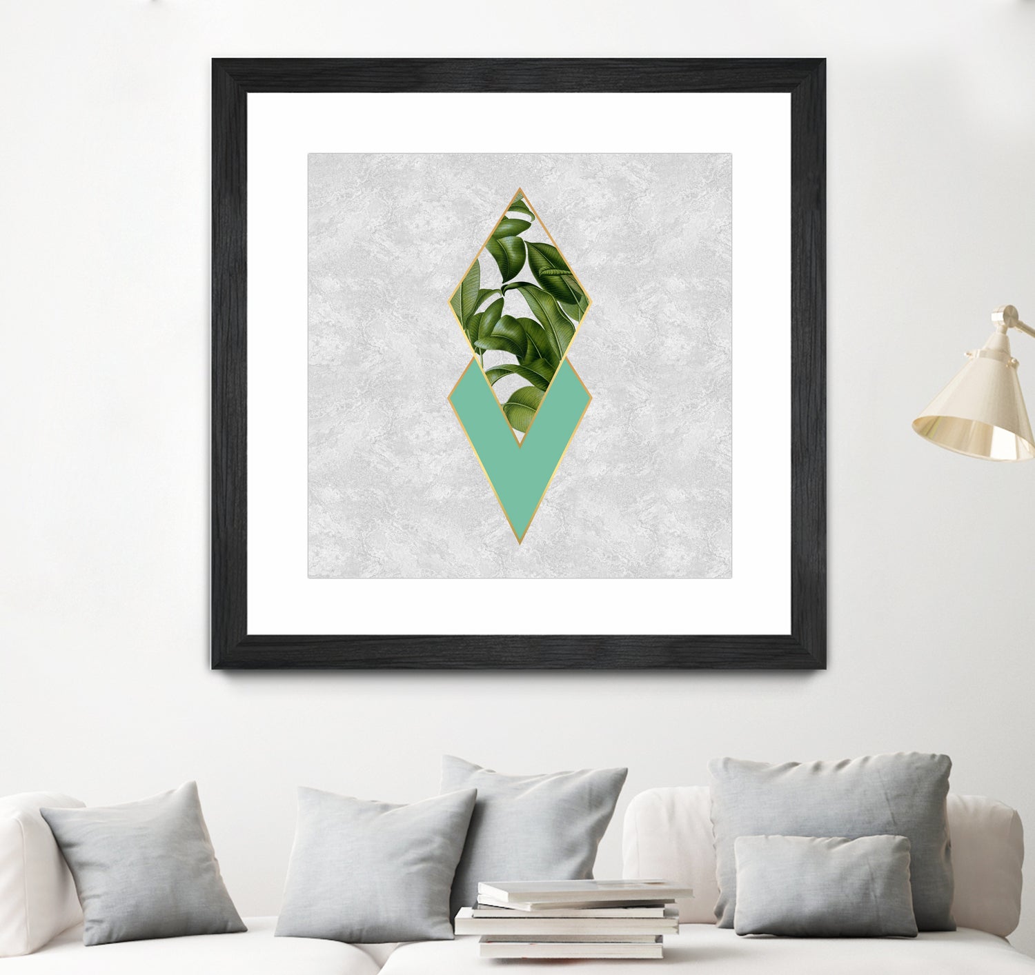 Leaves on marble by M.TERESA HERNANDEZ on GIANT ART - green digital painting