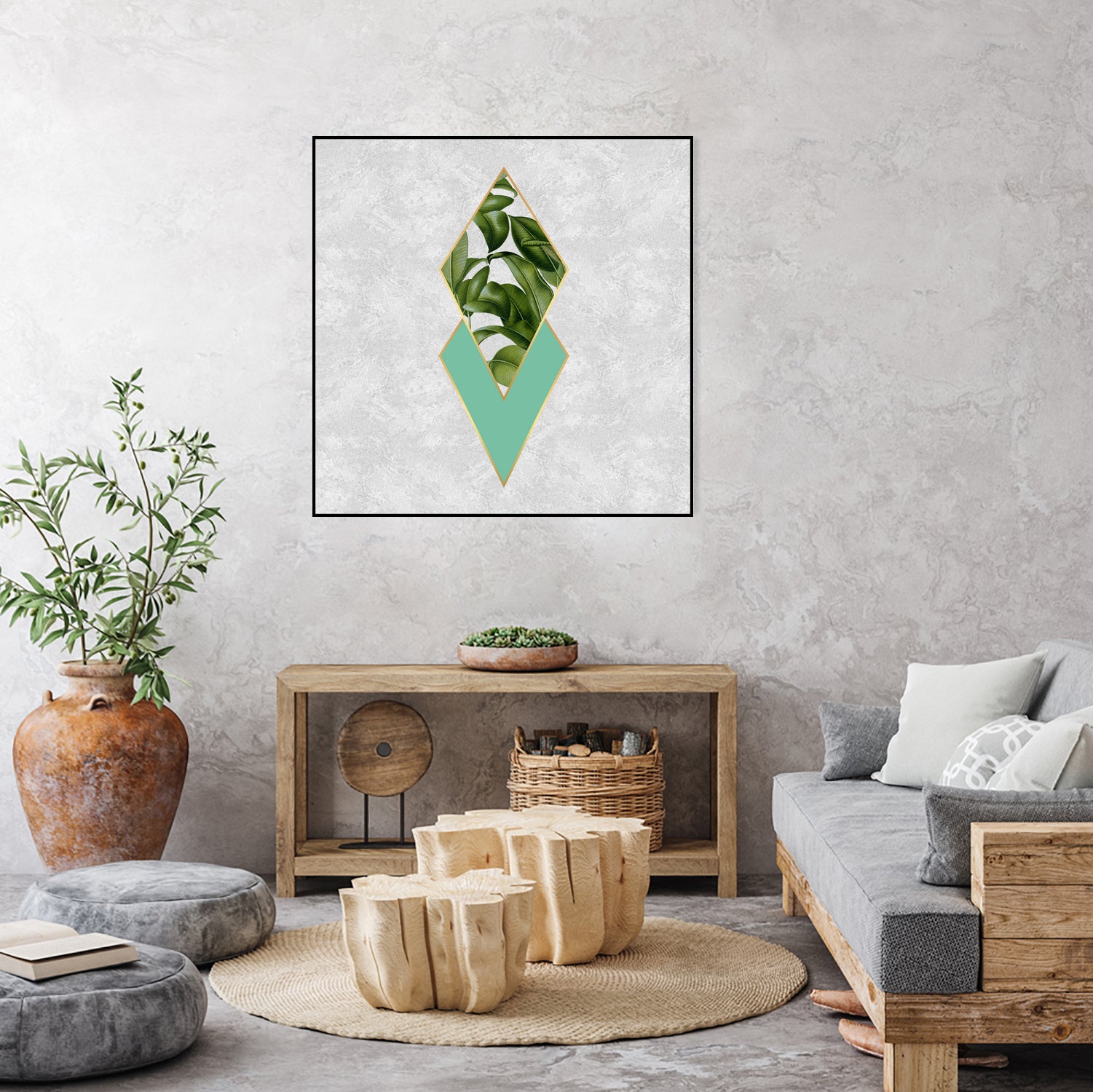 Leaves on marble by M.TERESA HERNANDEZ on GIANT ART - green digital painting