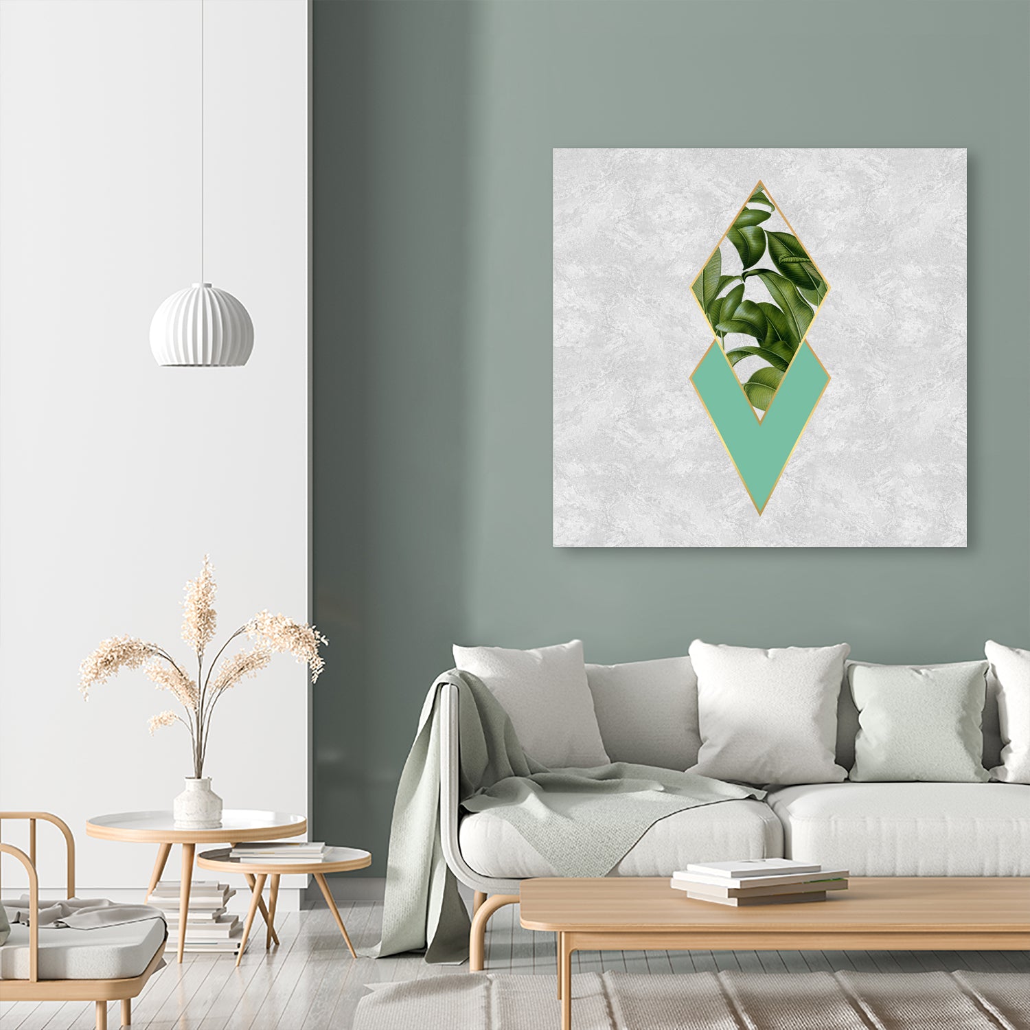 Leaves on marble by M.TERESA HERNANDEZ on GIANT ART - green digital painting