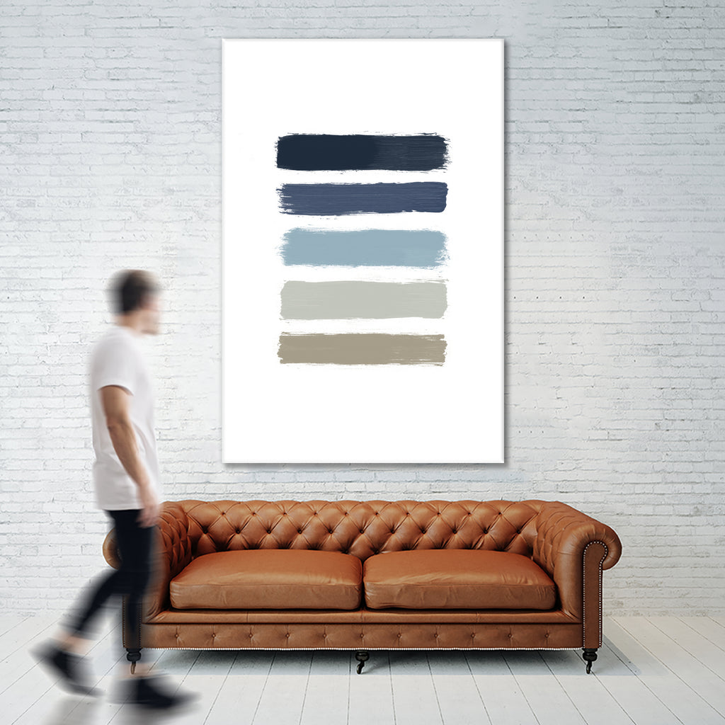 Blue & Taupe Stripes by Dana Shek on GIANT ART - white digital painting