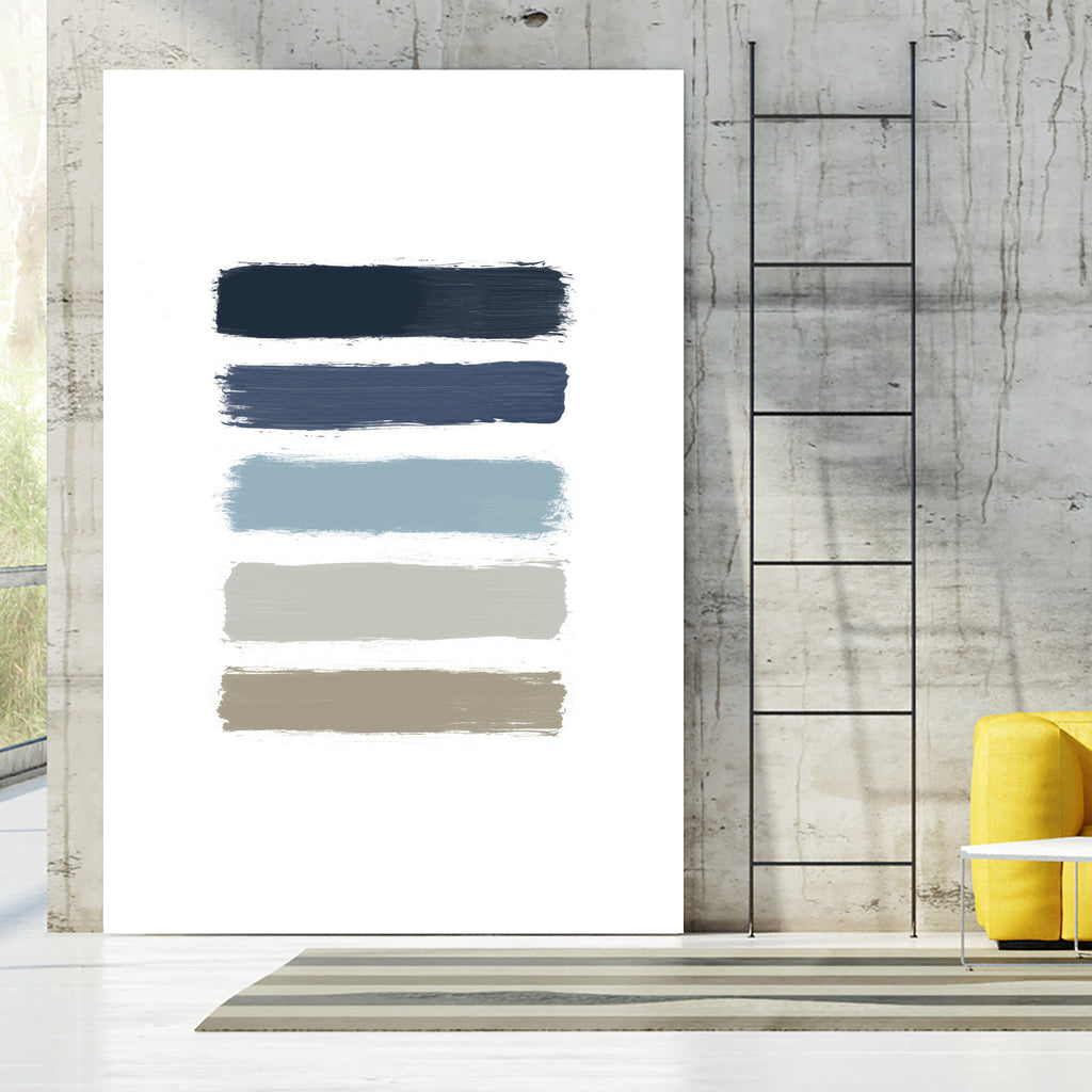 Blue & Taupe Stripes by Dana Shek on GIANT ART - white digital painting