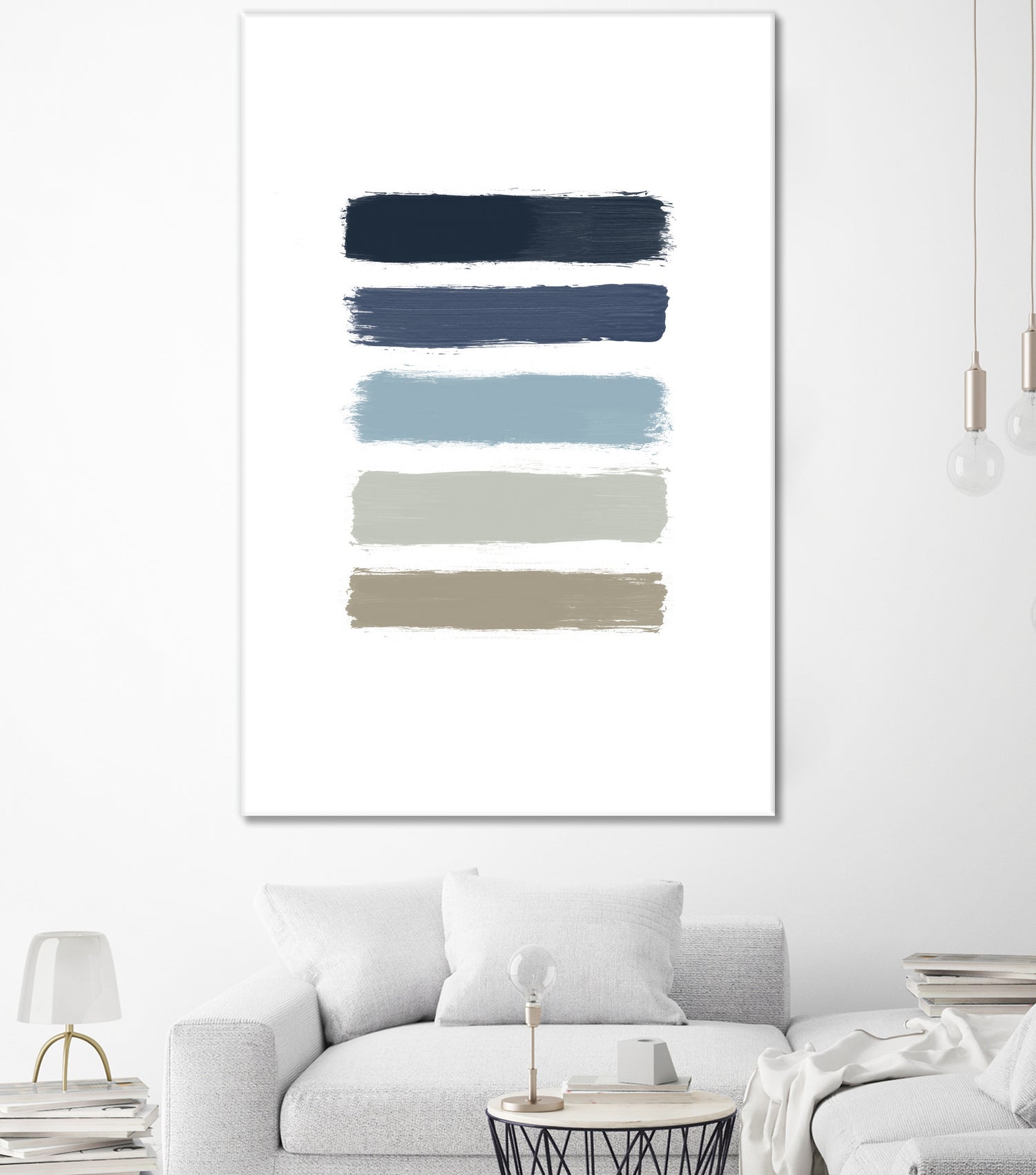 Blue & Taupe Stripes by Dana Shek on GIANT ART - white digital painting