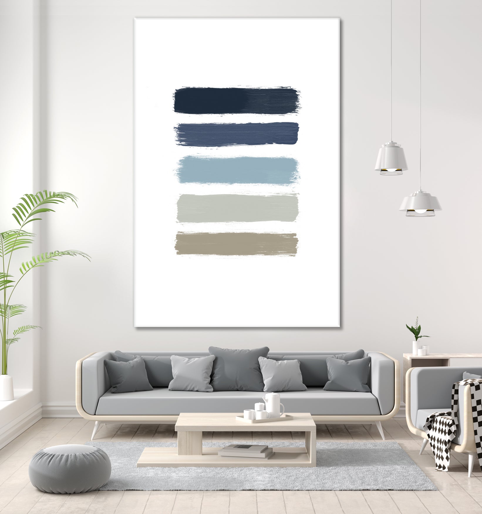 Blue & Taupe Stripes by Dana Shek on GIANT ART - white digital painting