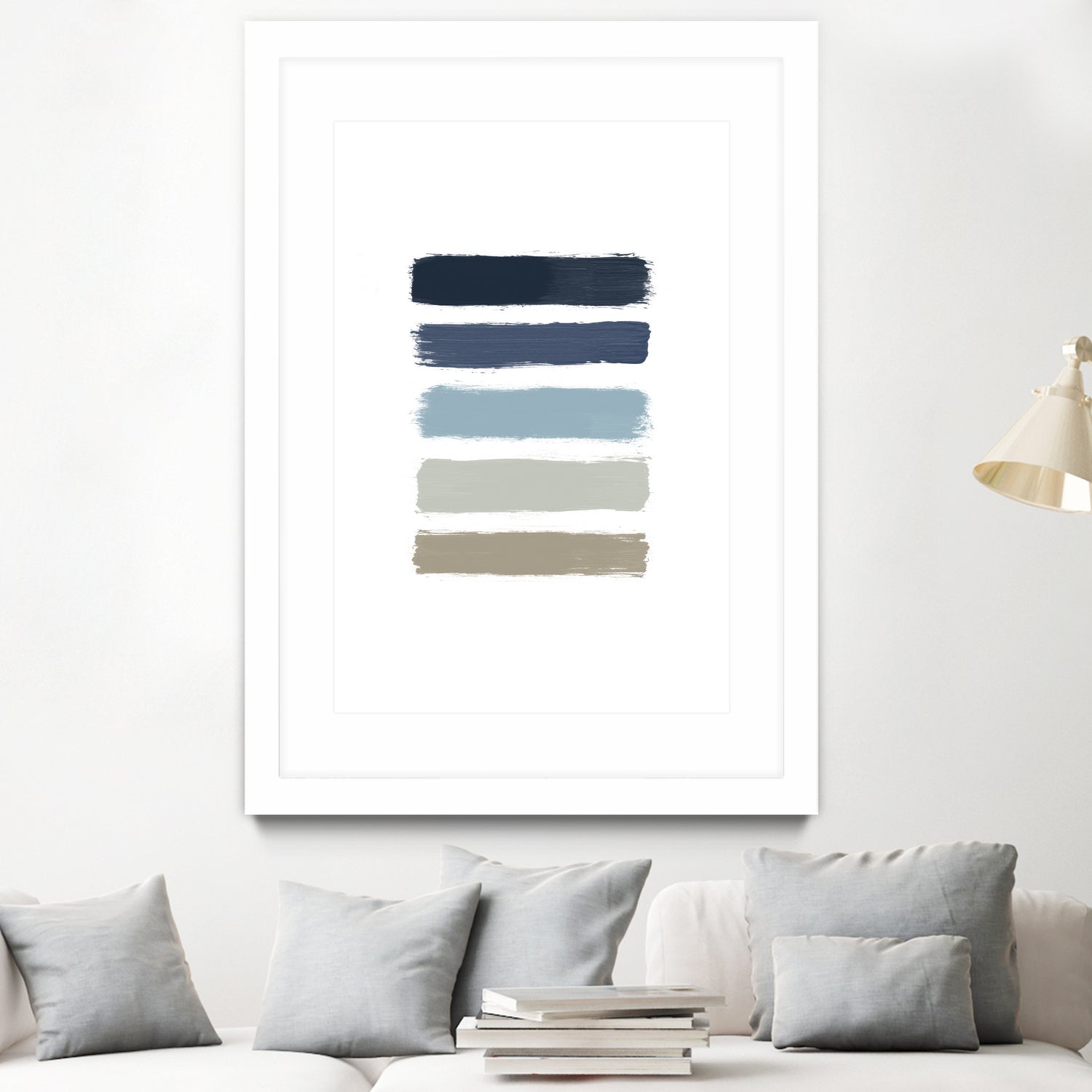 Blue & Taupe Stripes by Dana Shek on GIANT ART - white digital painting