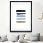 Blue & Taupe Stripes by Dana Shek on GIANT ART - white digital painting