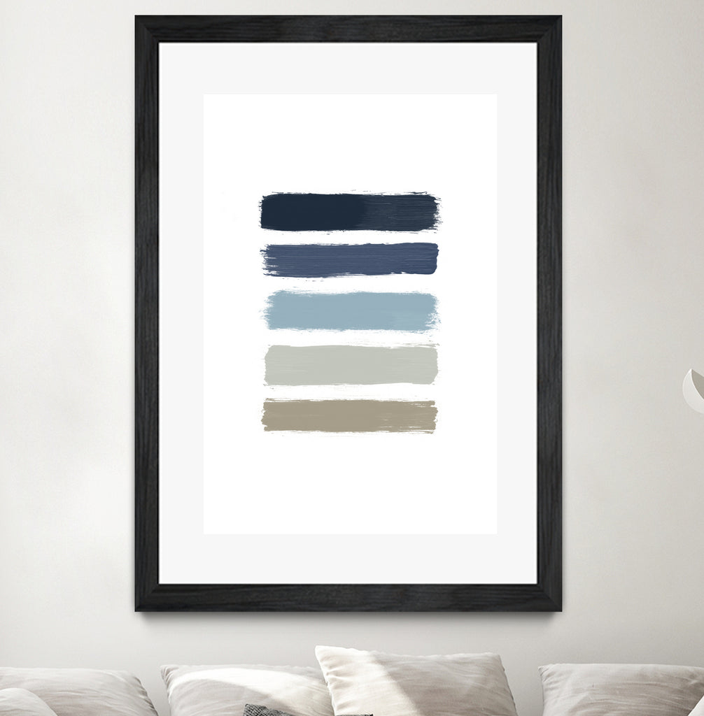 Blue & Taupe Stripes by Dana Shek on GIANT ART - white digital painting