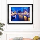 Winter Amsterdam Canal At Night With Boats by Michael Novik on GIANT ART - white photo illustration