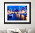 Winter Amsterdam Canal At Night With Boats by Michael Novik on GIANT ART - white photo illustration