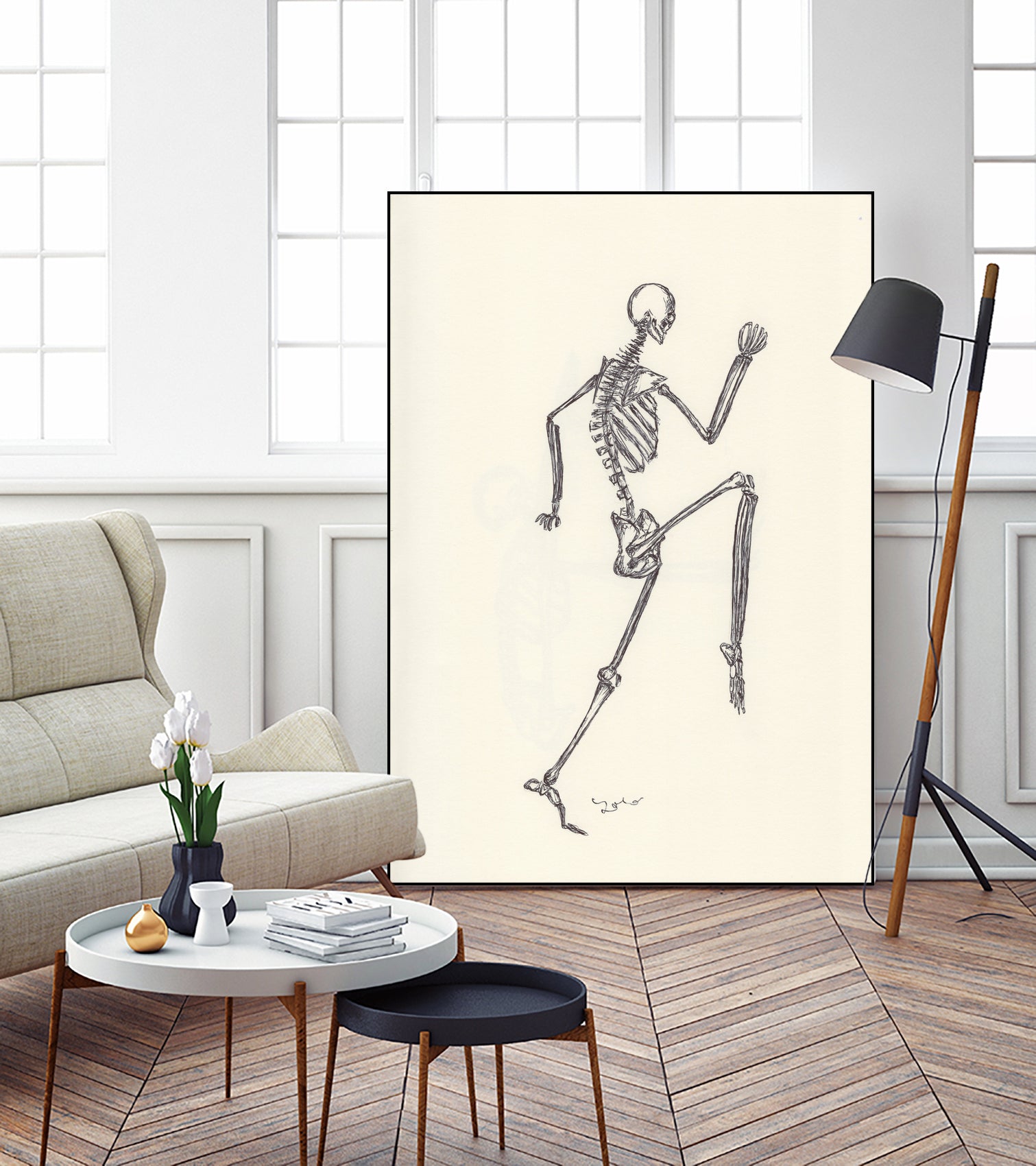 YOGA SKULLS003 by Ballpointpen Illustrator on GIANT ART - white mixed media