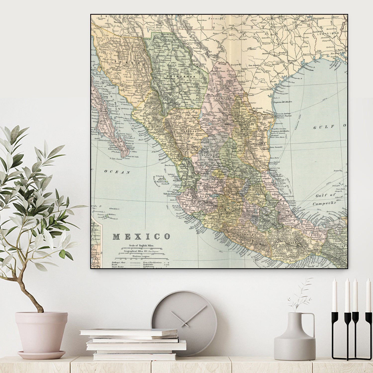 Vintage Map of Mexico (1891) by Adam Shaw on GIANT ART - white photo illustration