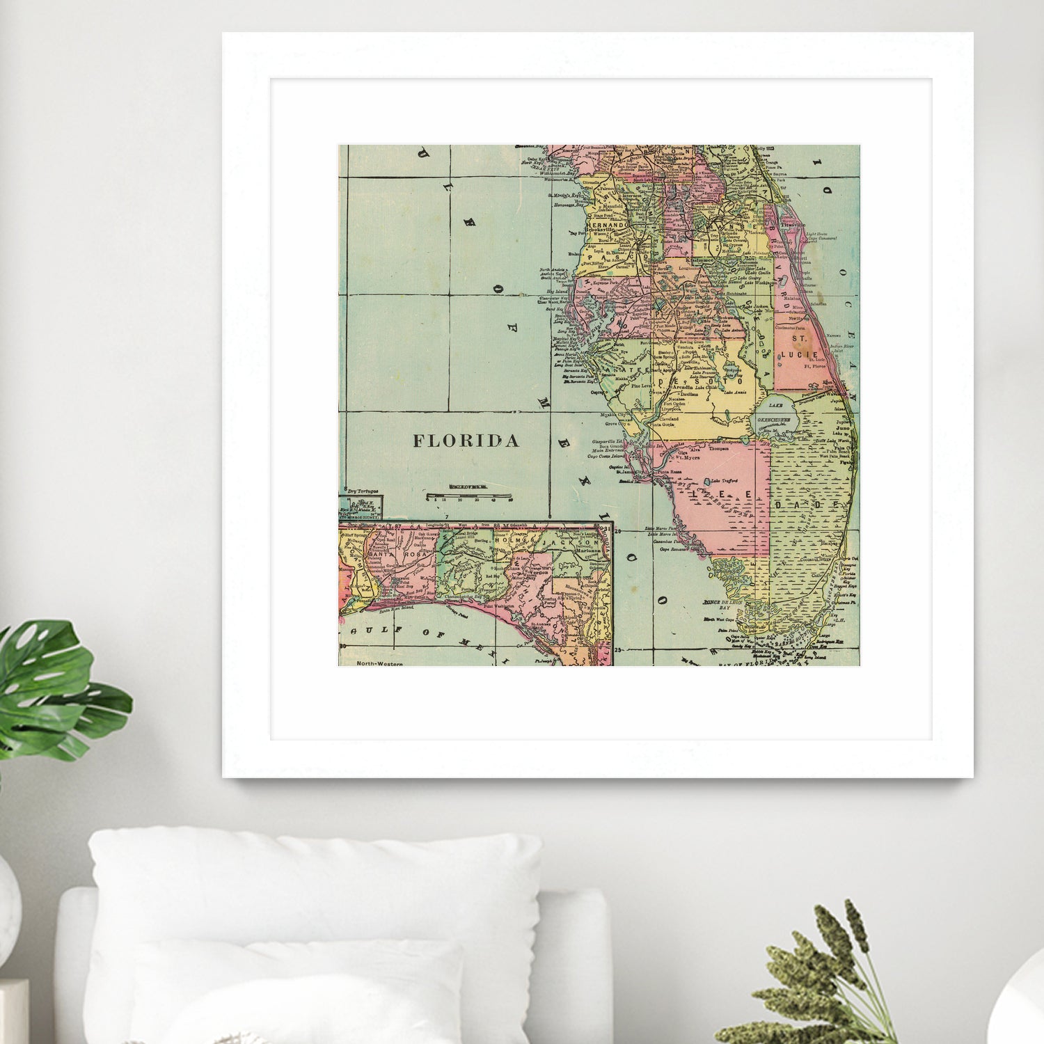 Vintage Map of Florida (1909) by Adam Shaw on GIANT ART - white photo illustration