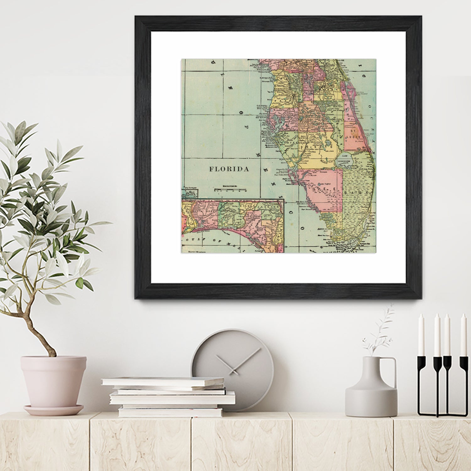 Vintage Map of Florida (1909) by Adam Shaw on GIANT ART - white photo illustration