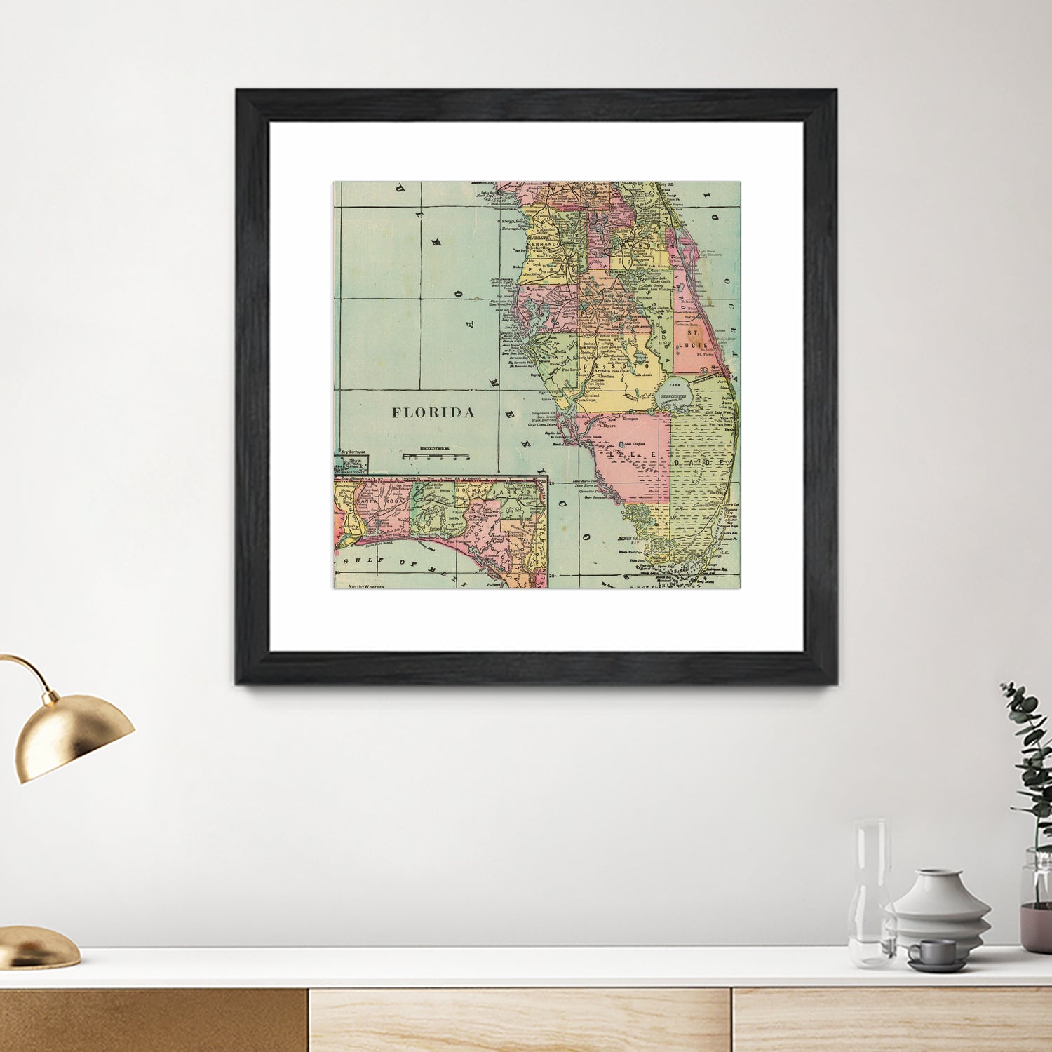 Vintage Map of Florida (1909) by Adam Shaw on GIANT ART - white photo illustration