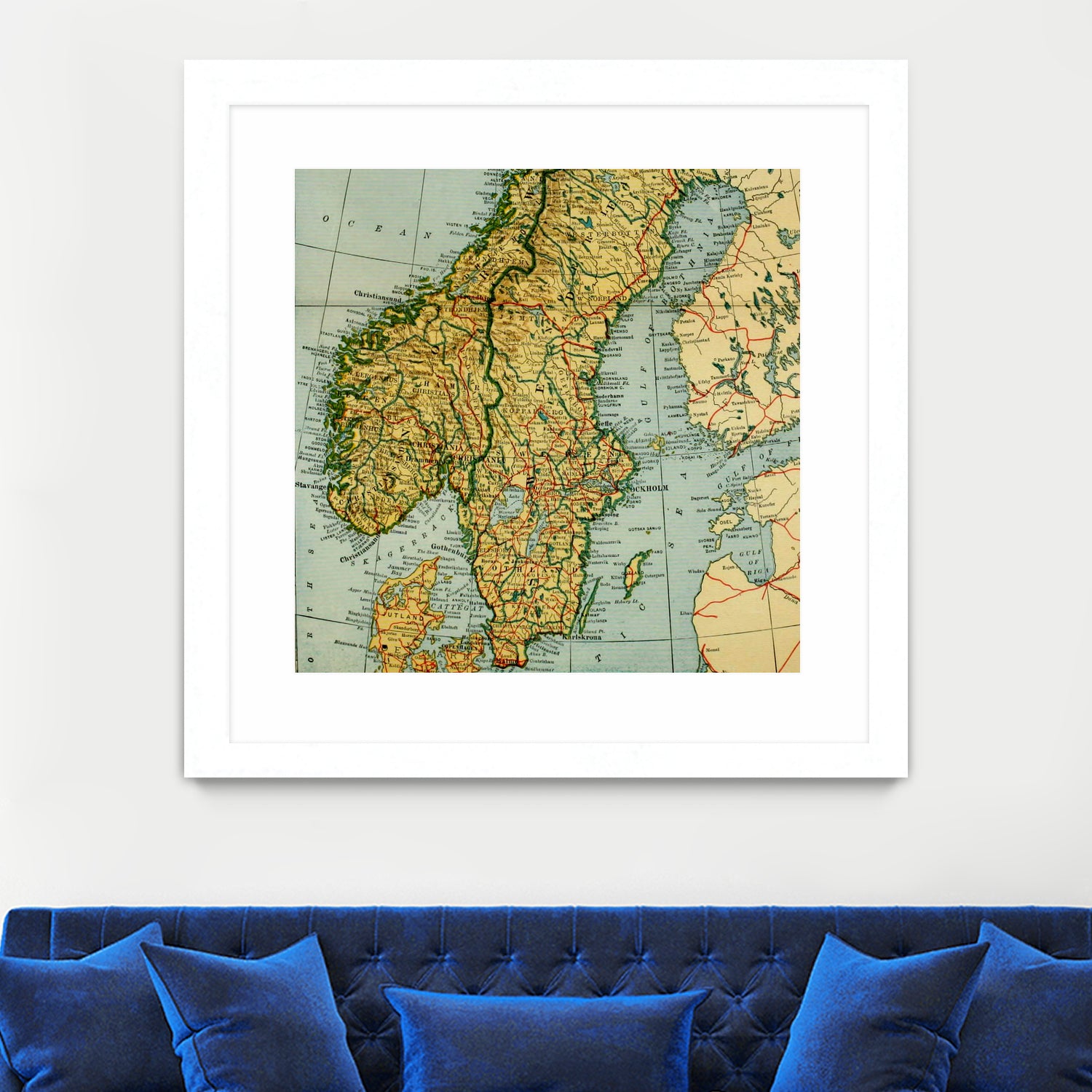 Vintage Map of Norway and Sweden (1921) by Adam Shaw on GIANT ART - white photo illustration