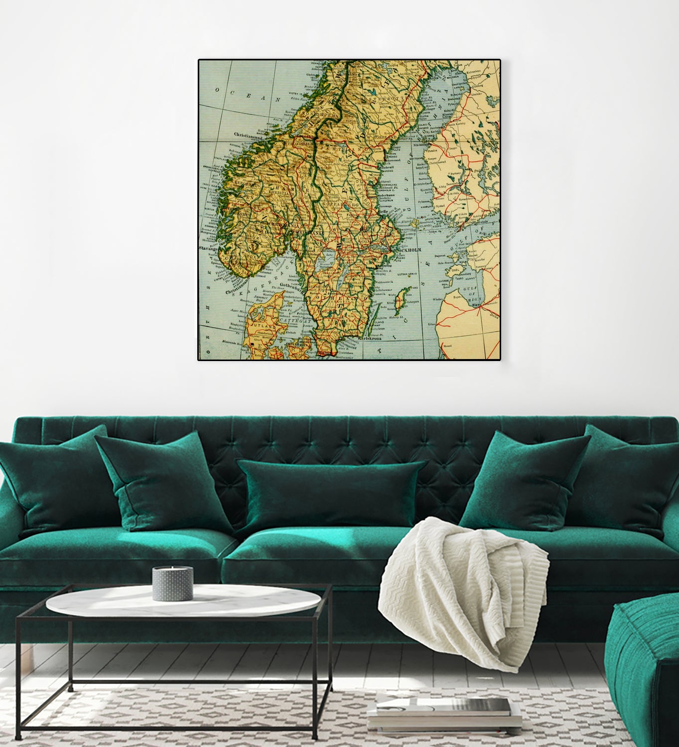 Vintage Map of Norway and Sweden (1921) by Adam Shaw on GIANT ART - white photo illustration