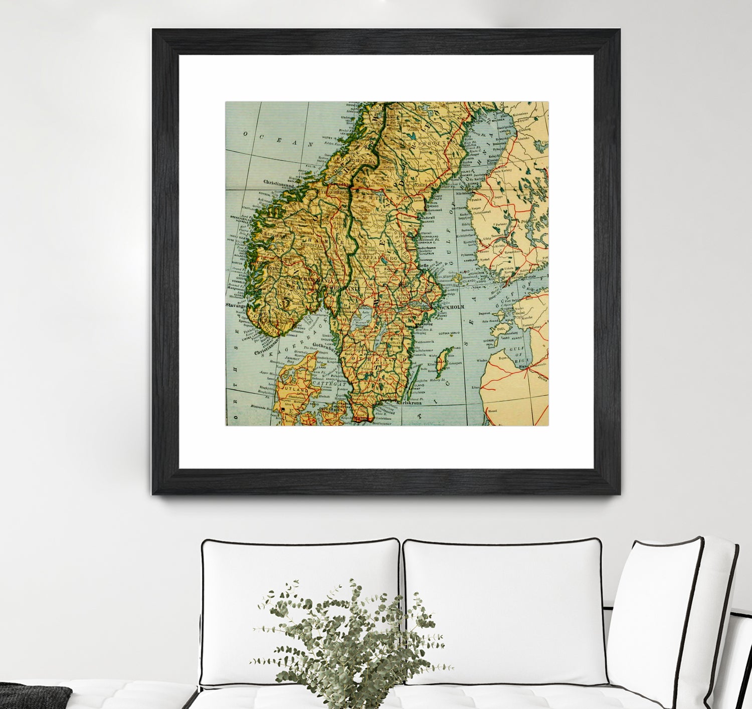 Vintage Map of Norway and Sweden (1921) by Adam Shaw on GIANT ART - white photo illustration