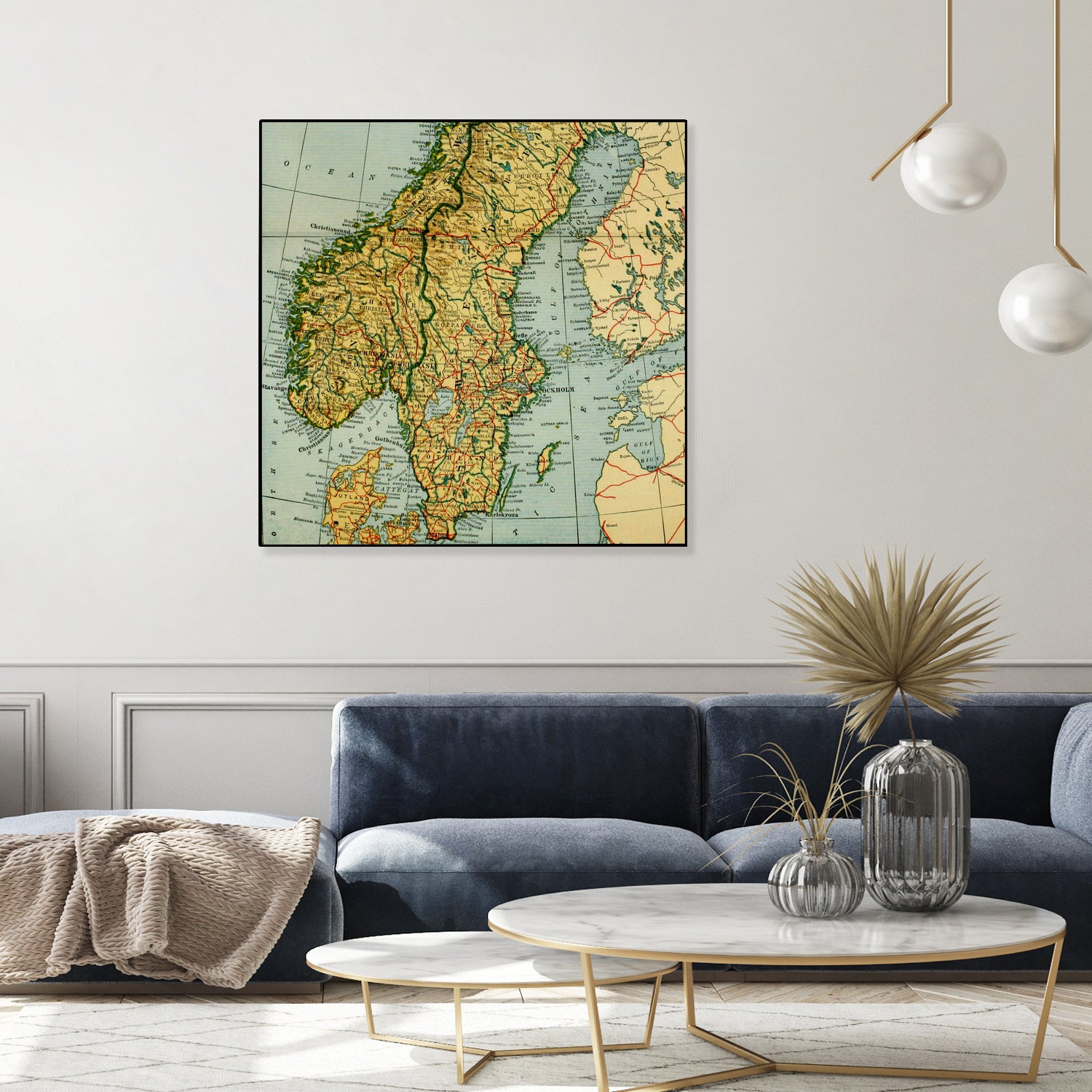 Vintage Map of Norway and Sweden (1921) by Adam Shaw on GIANT ART - white photo illustration