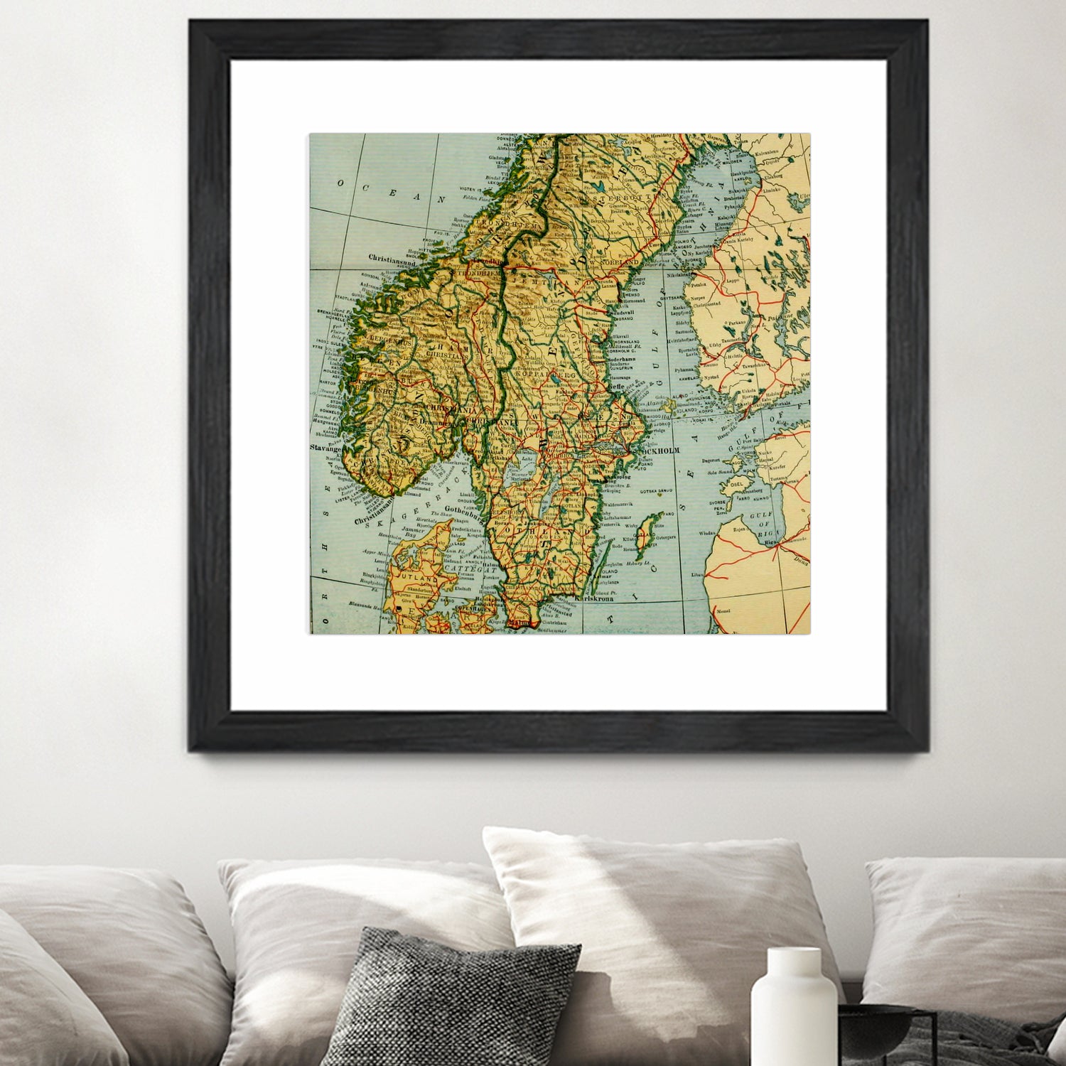 Vintage Map of Norway and Sweden (1921) by Adam Shaw on GIANT ART - white photo illustration