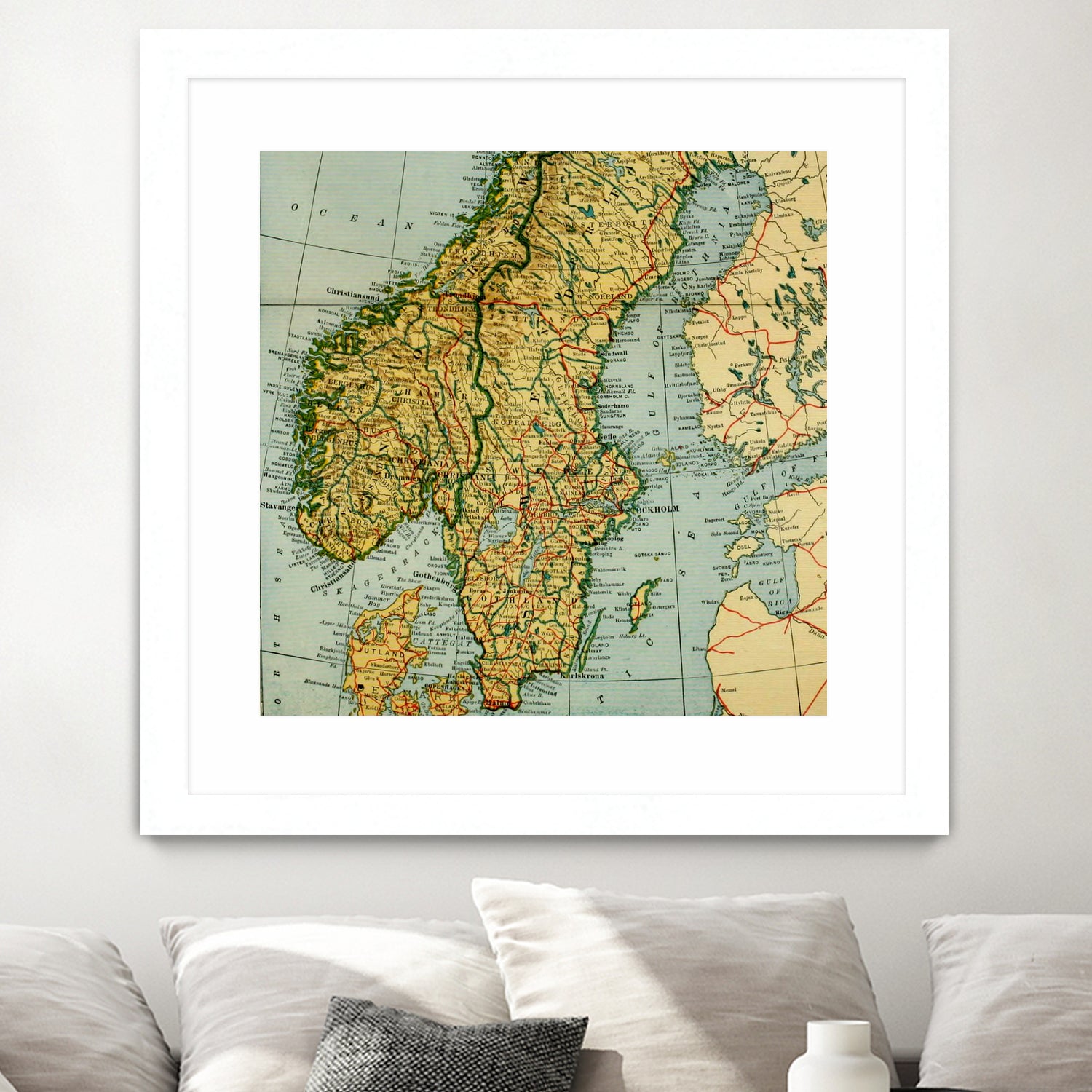 Vintage Map of Norway and Sweden (1921) by Adam Shaw on GIANT ART - white photo illustration