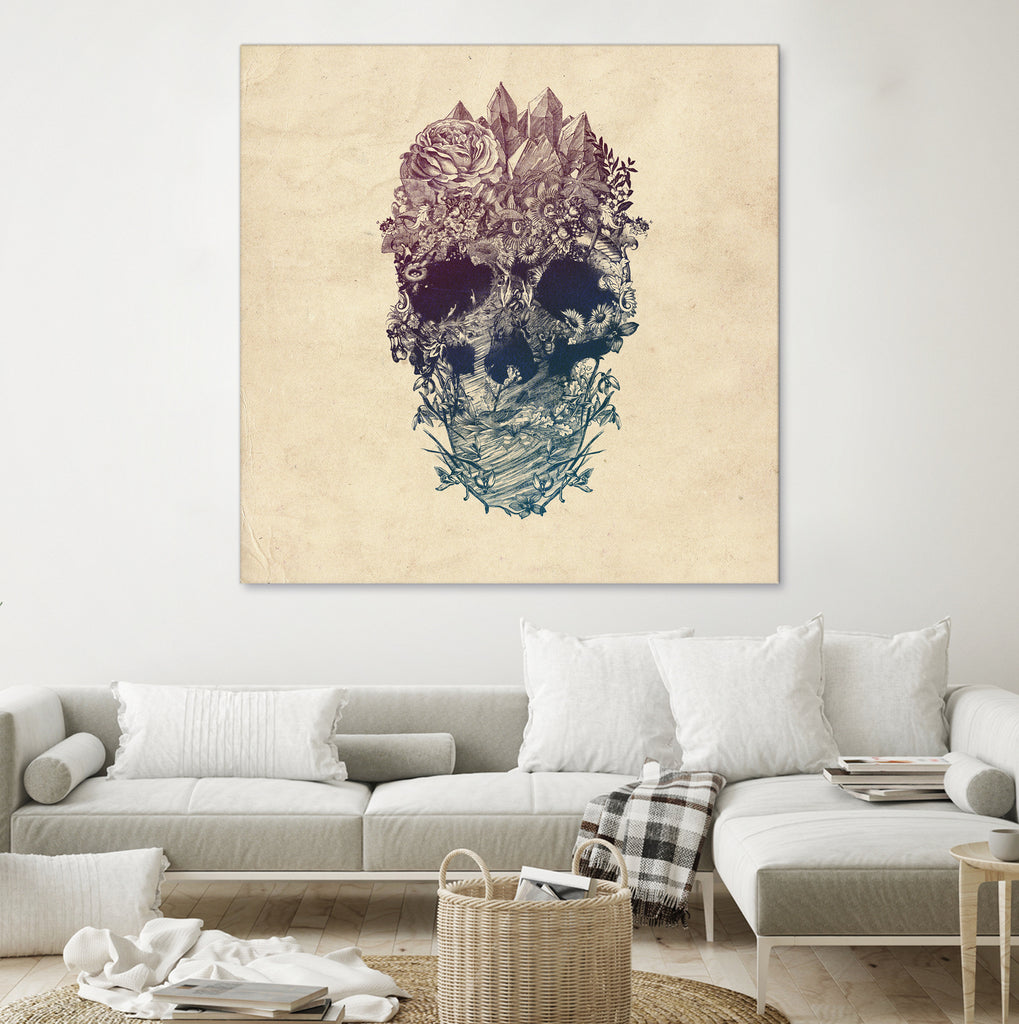 Skull Floral by Ali Gulec on GIANT ART - white digital drawing