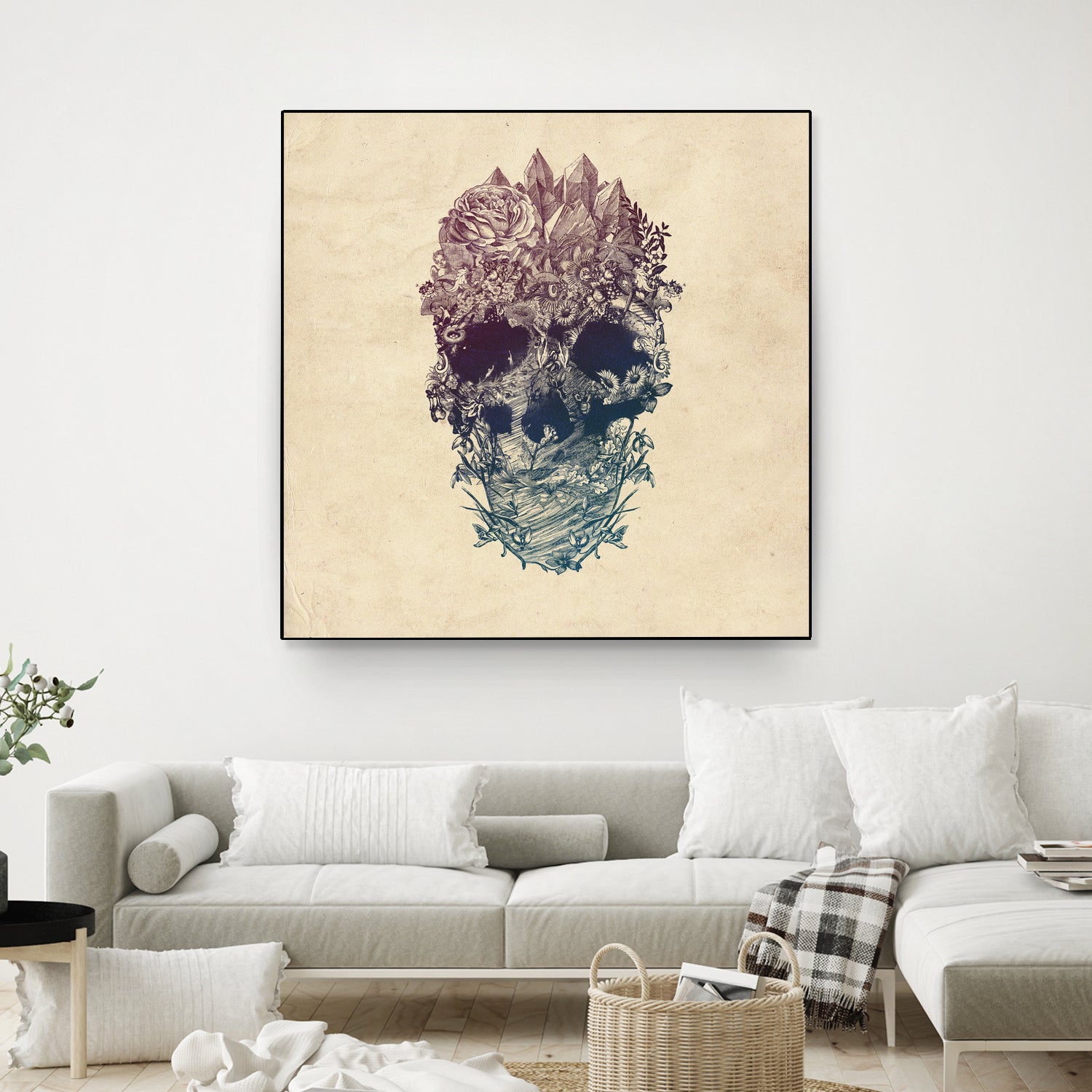 Skull Floral by Ali Gulec on GIANT ART - white digital drawing