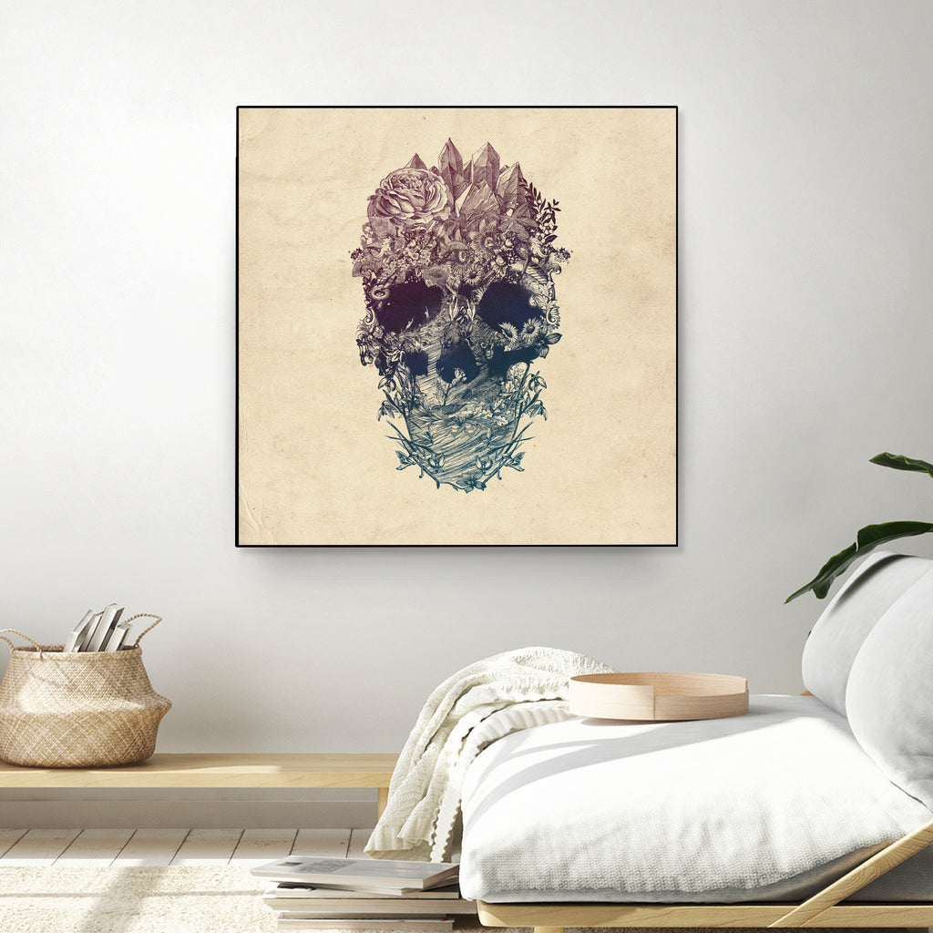 Skull Floral by Ali Gulec on GIANT ART - white digital drawing