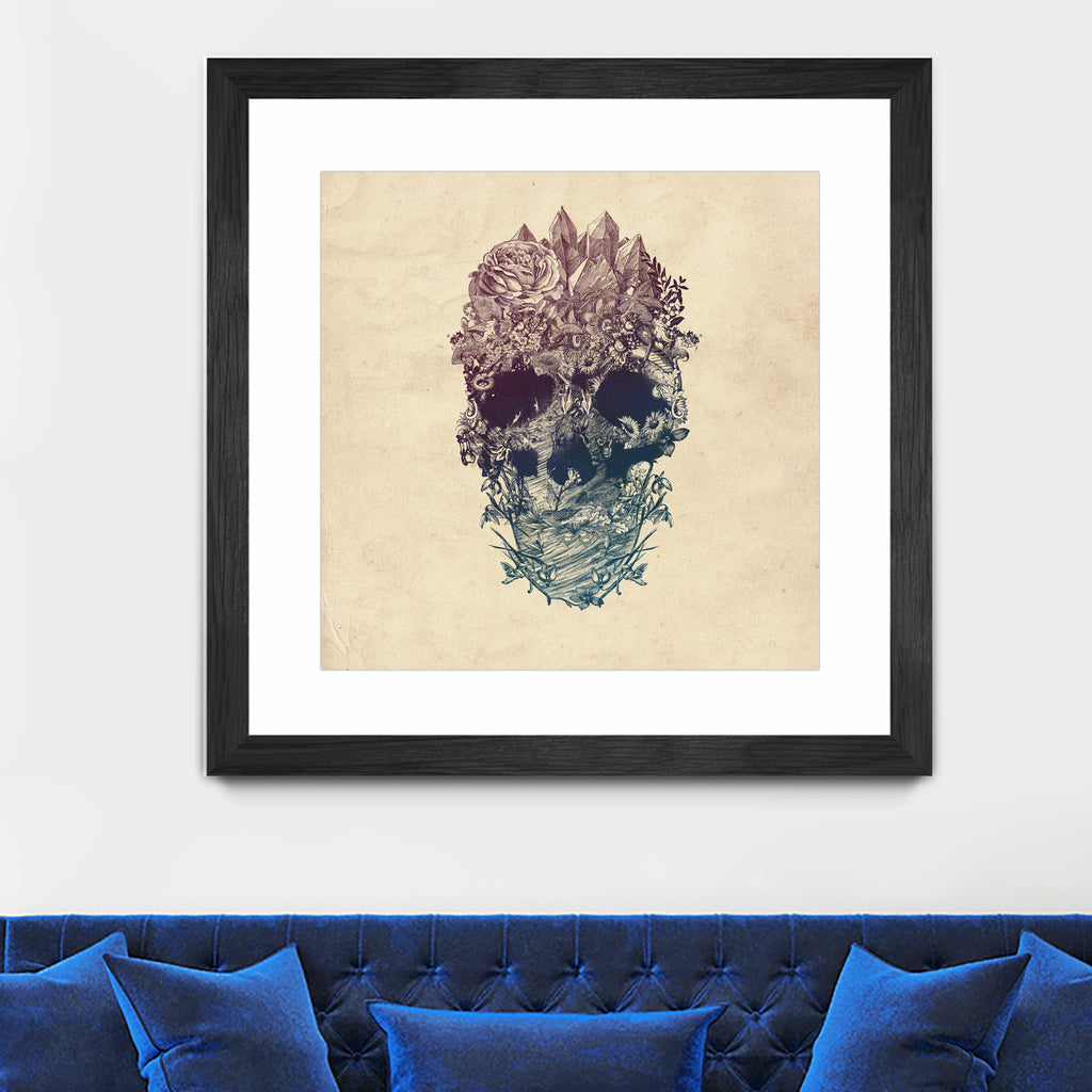 Skull Floral by Ali Gulec on GIANT ART - white digital drawing