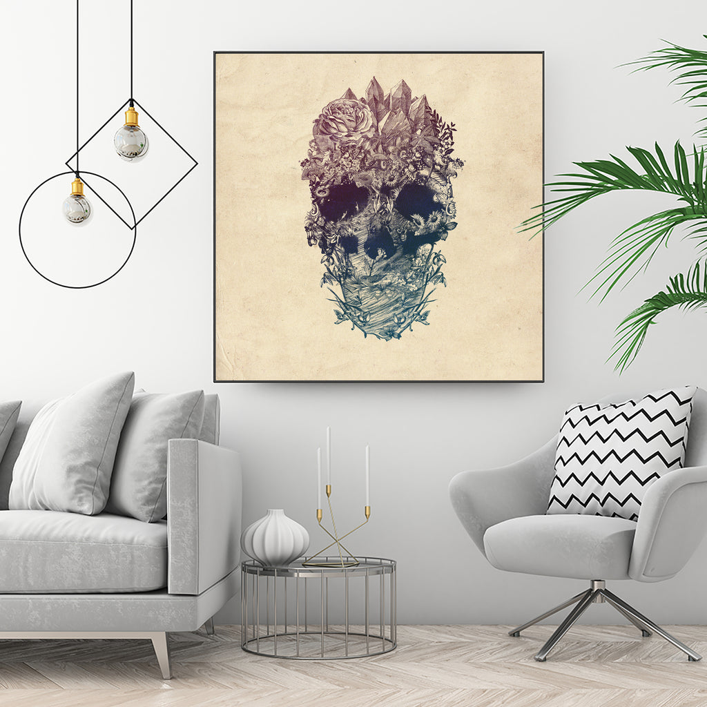 Skull Floral by Ali Gulec on GIANT ART - white digital drawing