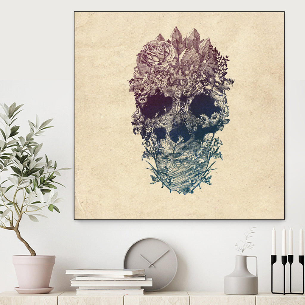 Skull Floral by Ali Gulec on GIANT ART - white digital drawing