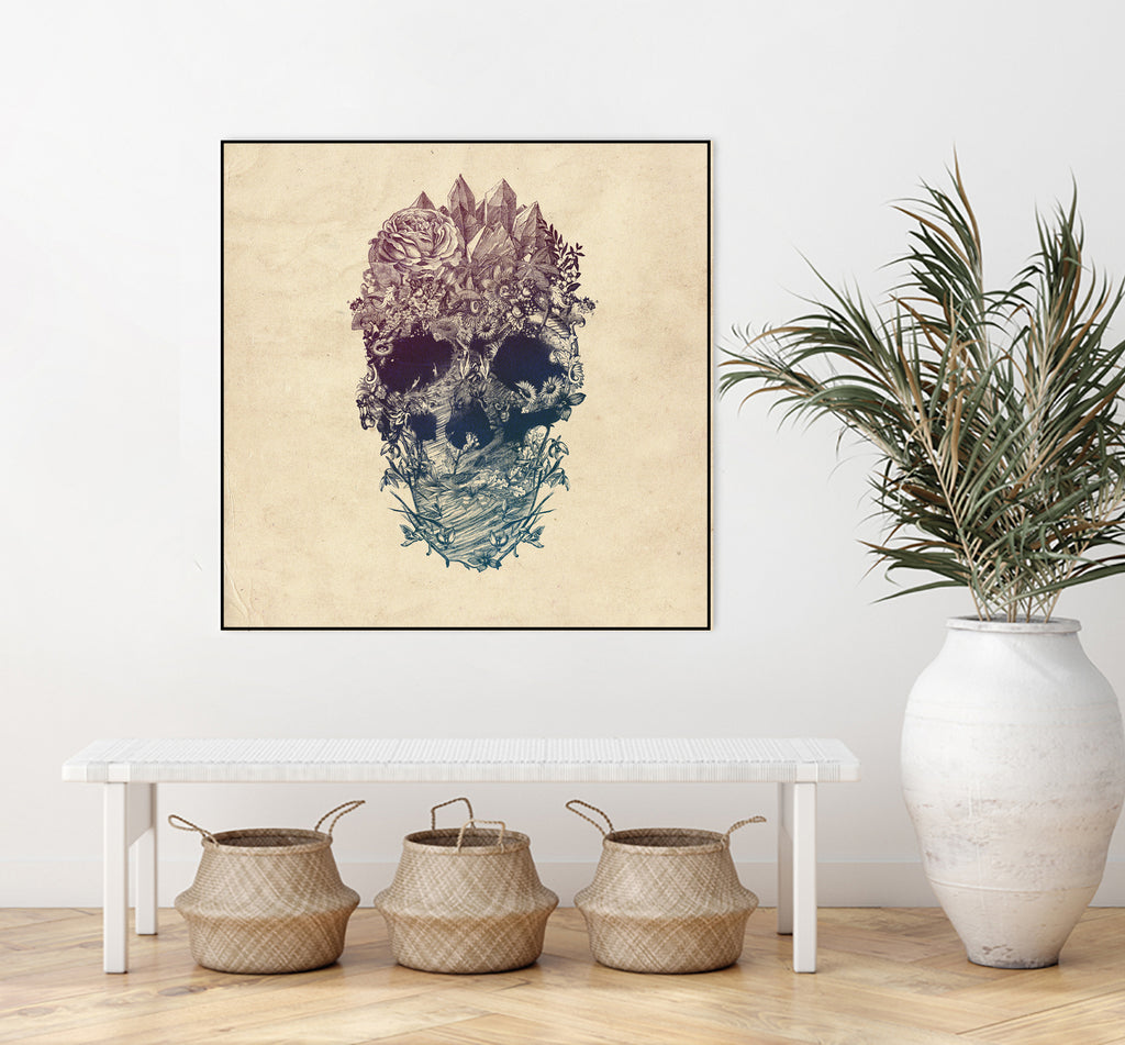 Skull Floral by Ali Gulec on GIANT ART - white digital drawing