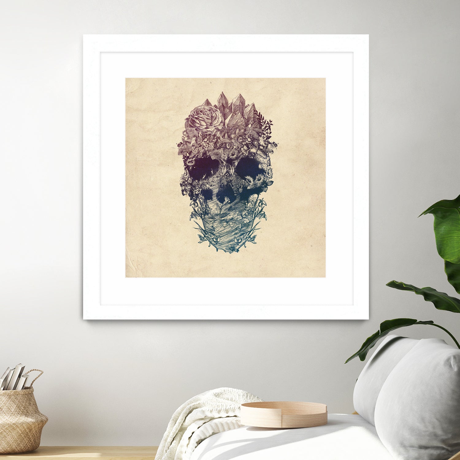 Skull Floral by Ali Gulec on GIANT ART - white digital drawing