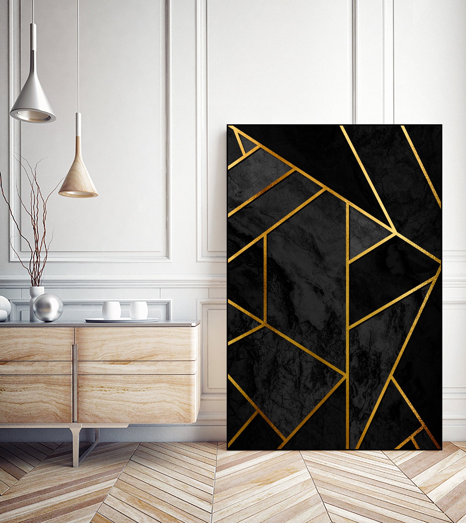 Mosaic with golden lines. by Nemanja Sekularac on GIANT ART - black photo illustration