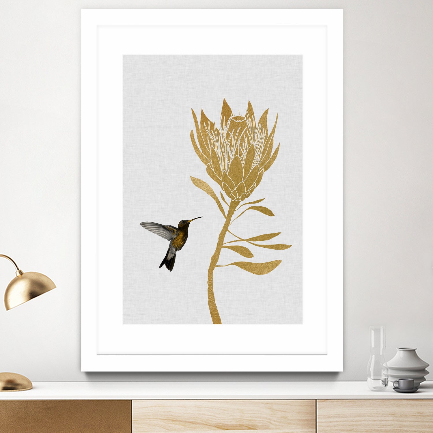 Hummingbird & Flower I by Dana Shek on GIANT ART - white digital painting