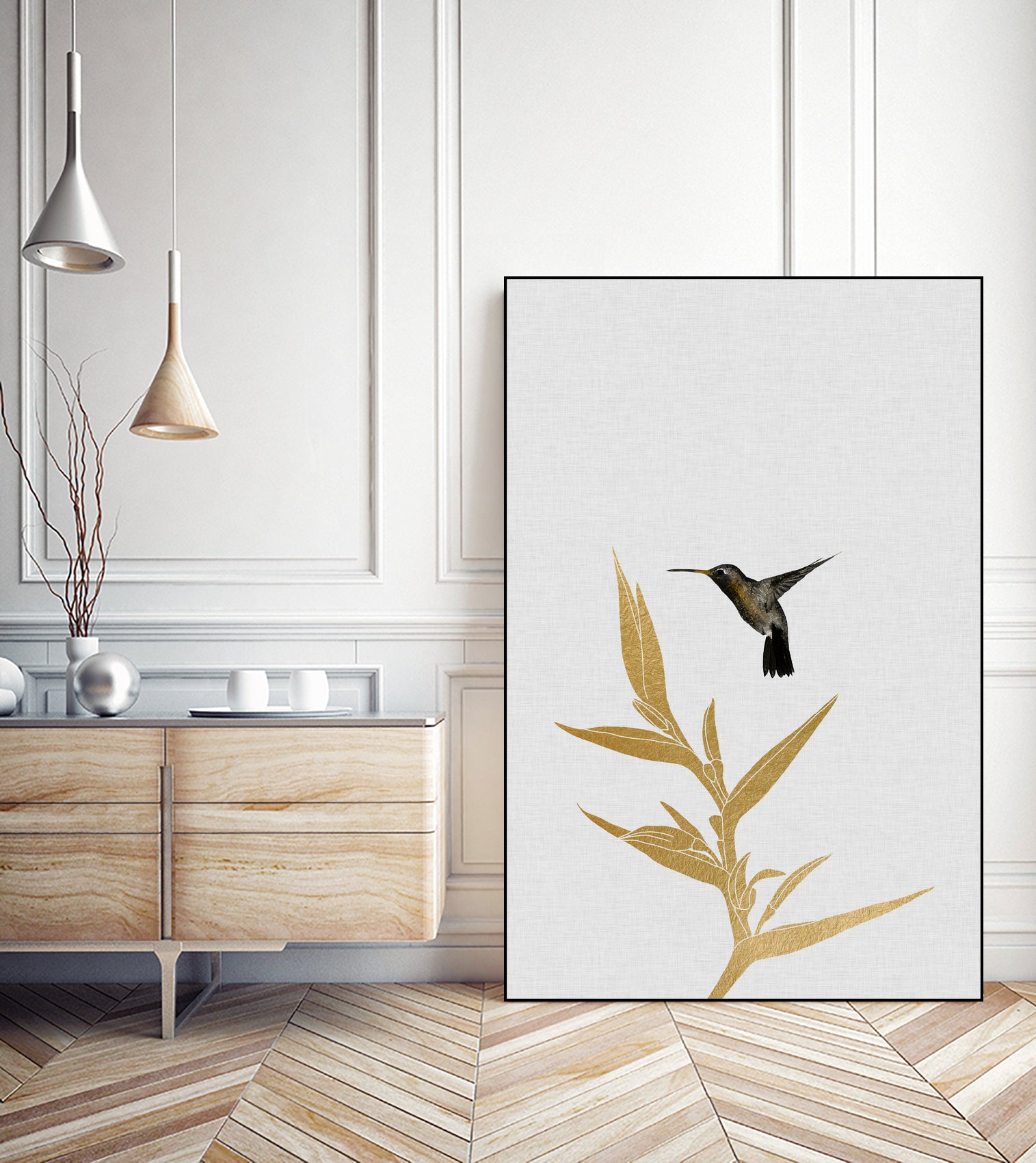 Hummingbird & Flower II by Dana Shek on GIANT ART - white digital painting