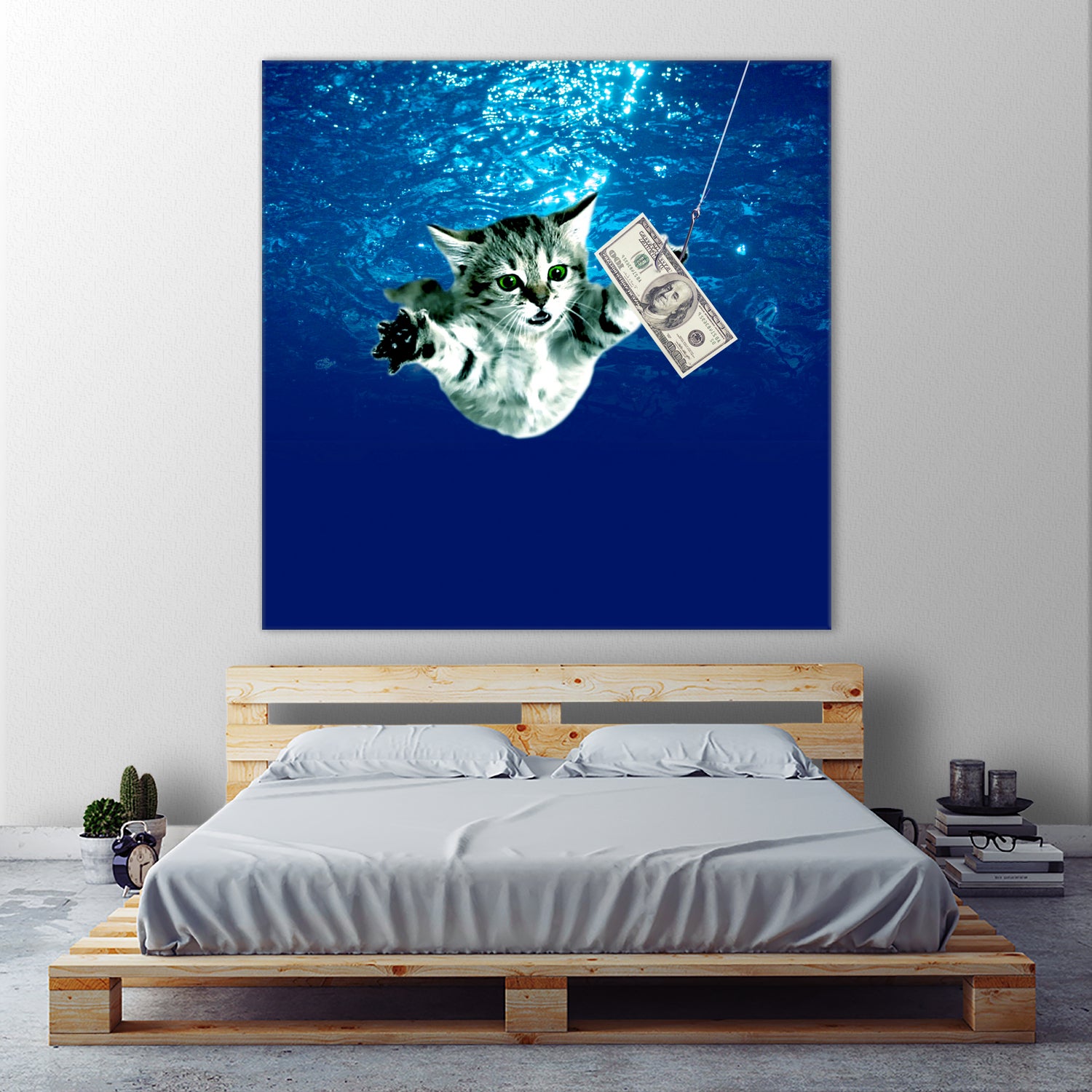 Cat Nvermind Album Cover under Water BabyNeve by Damian Augustyniak on GIANT ART - blue photo manipulation