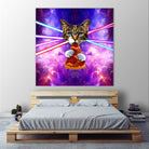 Cat Pizza Eating Cosmos Space galaxy by Damian Augustyniak on GIANT ART - blue photo manipulation