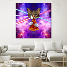 Cat Pizza Eating Cosmos Space galaxy by Damian Augustyniak on GIANT ART - blue photo manipulation