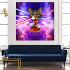 Cat Pizza Eating Cosmos Space galaxy by Damian Augustyniak on GIANT ART - blue photo manipulation