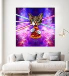 Cat Pizza Eating Cosmos Space galaxy by Damian Augustyniak on GIANT ART - blue photo manipulation