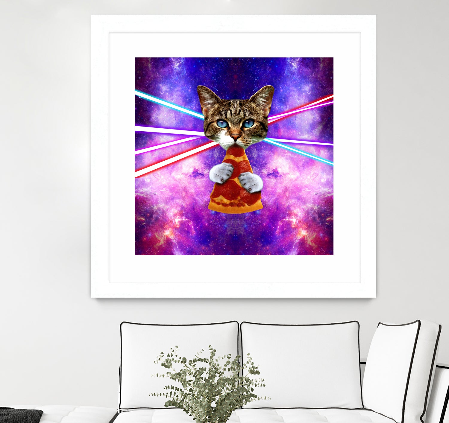 Cat Pizza Eating Cosmos Space galaxy by Damian Augustyniak on GIANT ART - blue photo manipulation