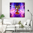 Cat Pizza Eating Cosmos Space galaxy by Damian Augustyniak on GIANT ART - blue photo manipulation