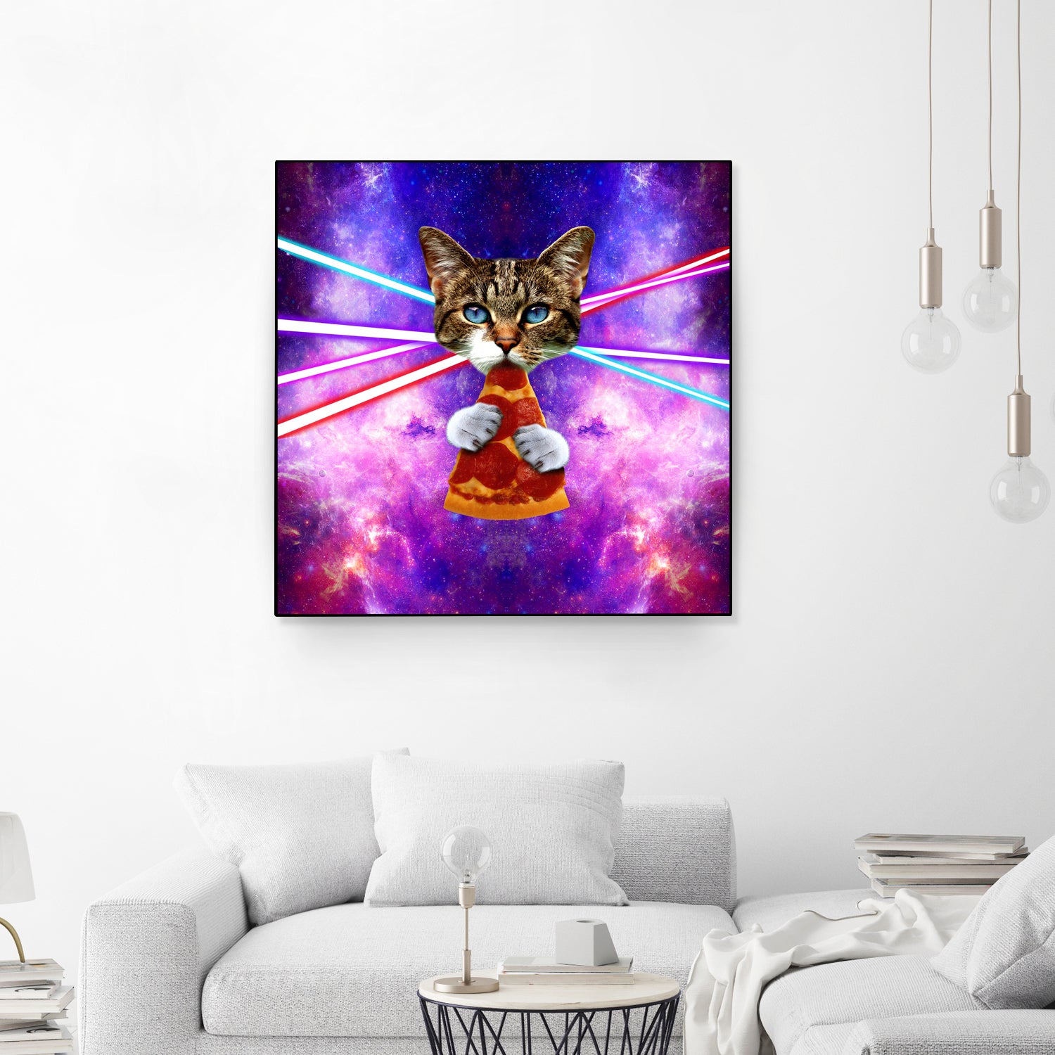 Cat Pizza Eating Cosmos Space galaxy by Damian Augustyniak on GIANT ART - blue photo manipulation