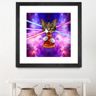 Cat Pizza Eating Cosmos Space galaxy by Damian Augustyniak on GIANT ART - blue photo manipulation