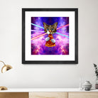 Cat Pizza Eating Cosmos Space galaxy by Damian Augustyniak on GIANT ART - blue photo manipulation