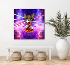 Cat Pizza Eating Cosmos Space galaxy by Damian Augustyniak on GIANT ART - blue photo manipulation